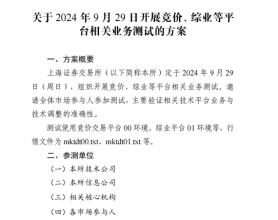 周日，上交所全网测试！划重点：集中申报大量订单时，验证竞价处理平稳运行